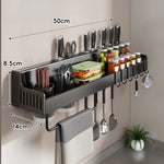 Wall-Mounted Kitchen Organizer Stainless Steel Knife Slots & Spice Shelf