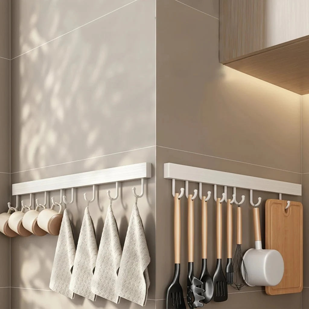 Wall-Mounted Kitchen Organizer Stainless Steel Space-Saving Cutting Board & Utensil Holder