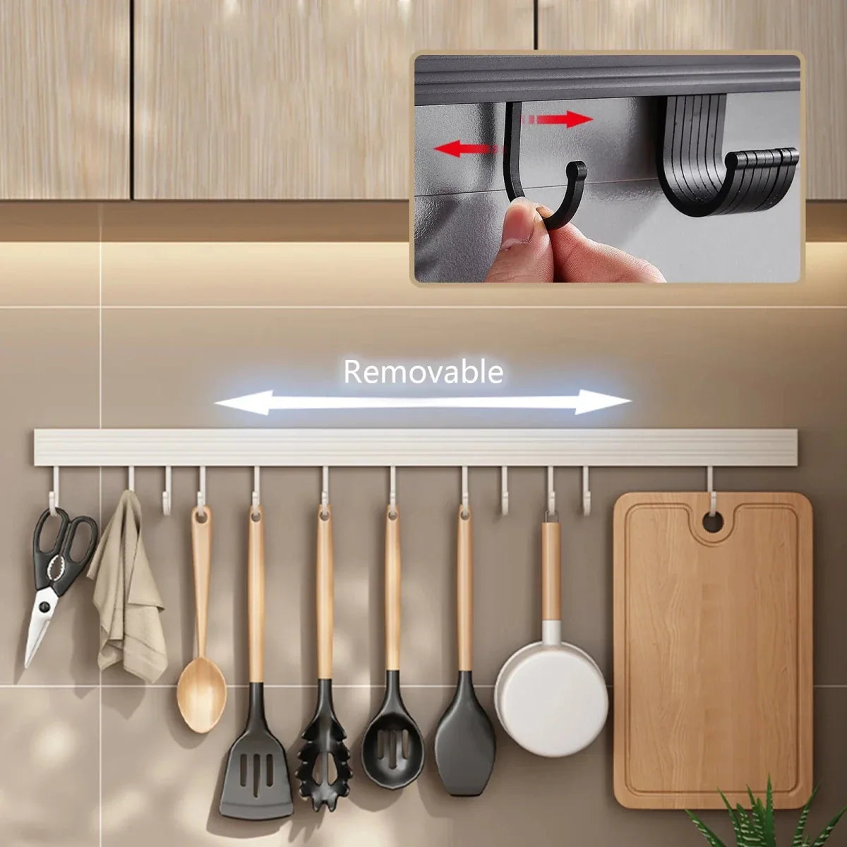 Wall-Mounted Kitchen Organizer Stainless Steel Space-Saving Cutting Board & Utensil Holder