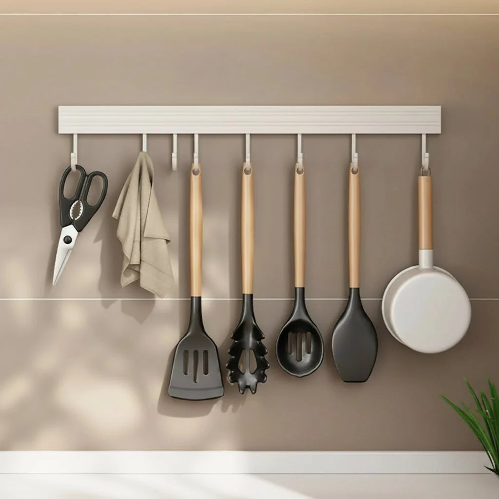 Wall-Mounted Kitchen Organizer Stainless Steel Space-Saving Cutting Board & Utensil Holder
