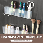 Wall-Mounted Organizer Box Clear Self-Adhesive Multi-Compartment Pack of 10