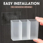 Wall-Mounted Organizer Box Clear Self-Adhesive Multi-Compartment Pack of 10