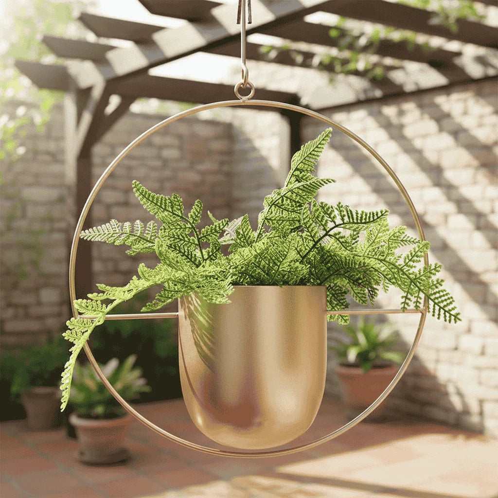 Wall-Mounted Plant Holder Iron Adjustable Hanging Chain Space-Saving
