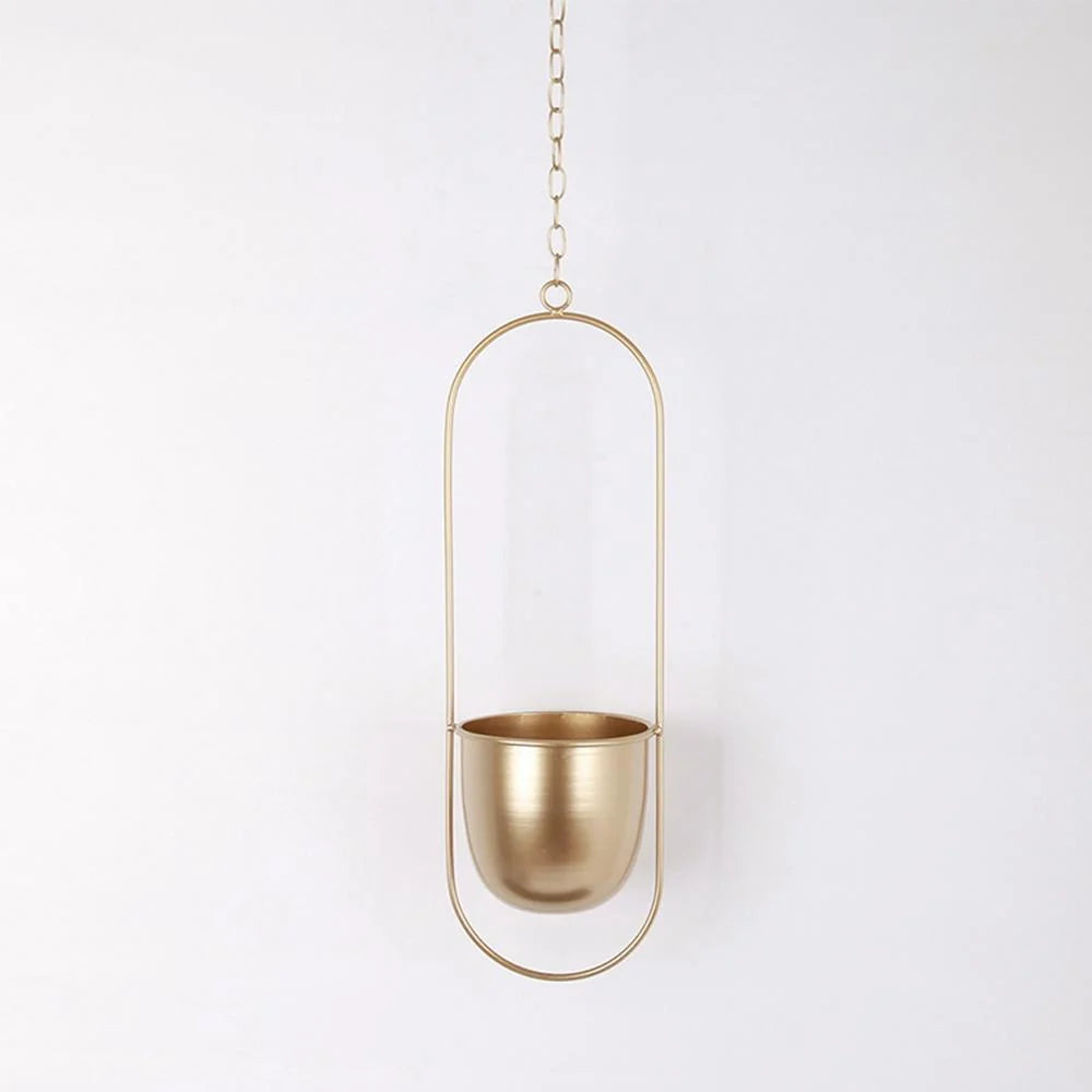 Wall-Mounted Plant Holder Iron Adjustable Hanging Chain Space-Saving