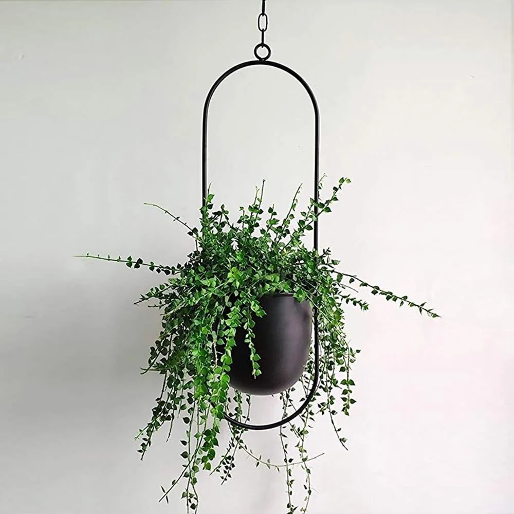 Wall-Mounted Plant Holder Iron Adjustable Hanging Chain Space-Saving