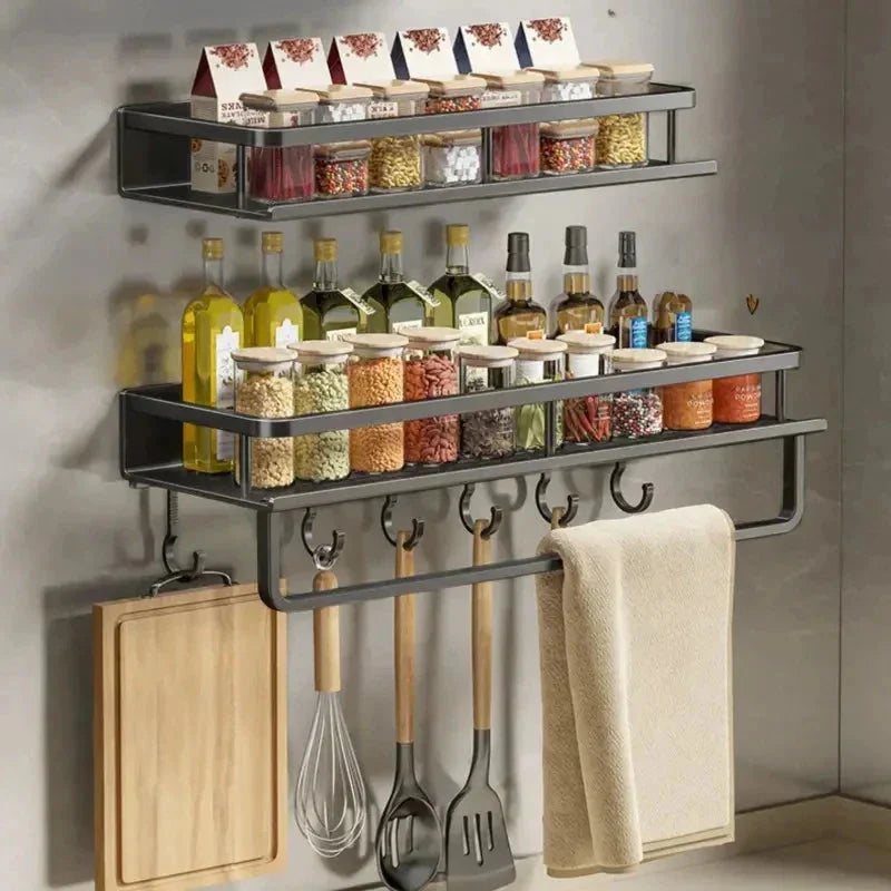 Wall-Mounted Shelf Space-Saving Aluminum Black