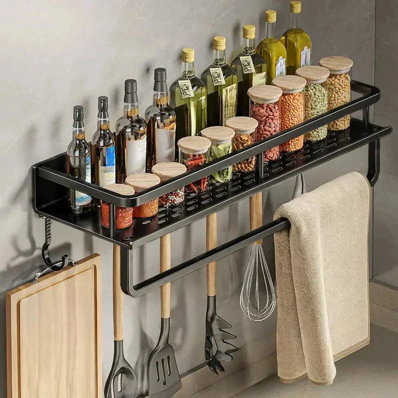 Wall-Mounted Shelf Space-Saving Aluminum Black