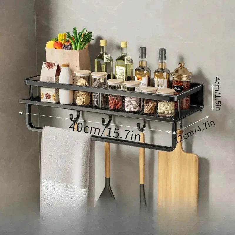 Wall-Mounted Shelf Space-Saving Aluminum Black