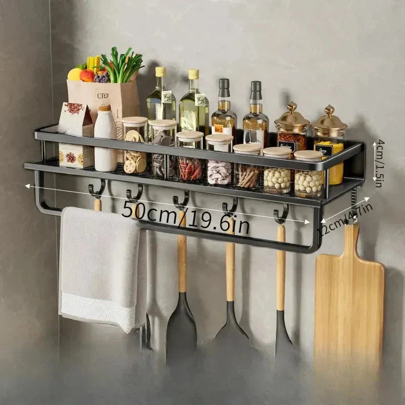 Wall-Mounted Shelf Space-Saving Aluminum Black