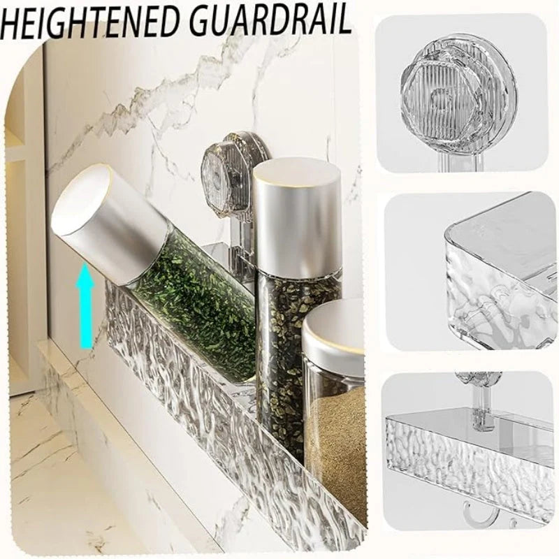 Wall-Mounted Shelf Suction Cup Detachable Hooks