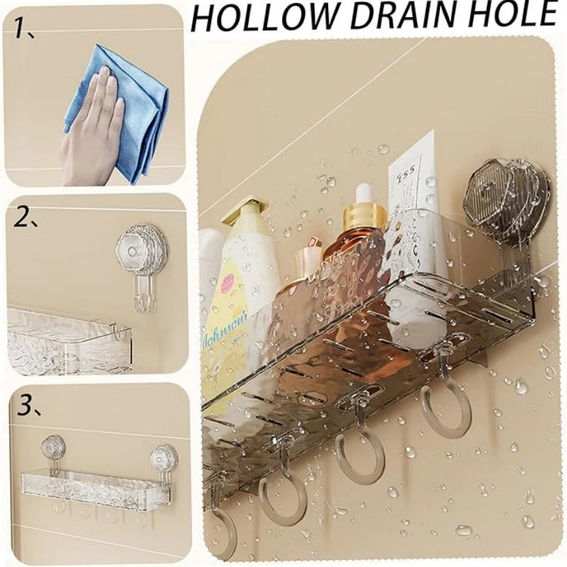 Wall-Mounted Shelf Suction Cup Detachable Hooks