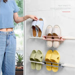 Wall-Mounted Shoe Organizer Self-Adhesive Foldable Holds 3 Pairs