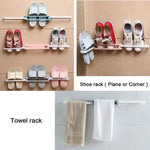 Wall-Mounted Shoe Organizer Self-Adhesive Foldable Holds 3 Pairs