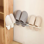 Wall-Mounted Shoe Organizer Self-Adhesive Foldable Holds 3 Pairs