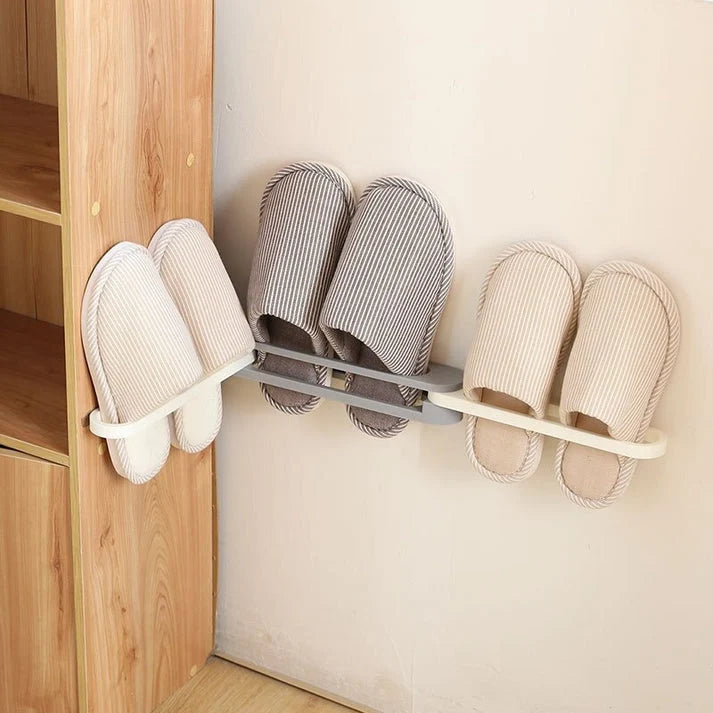 Wall-Mounted Shoe Organizer Self-Adhesive Foldable Holds 3 Pairs