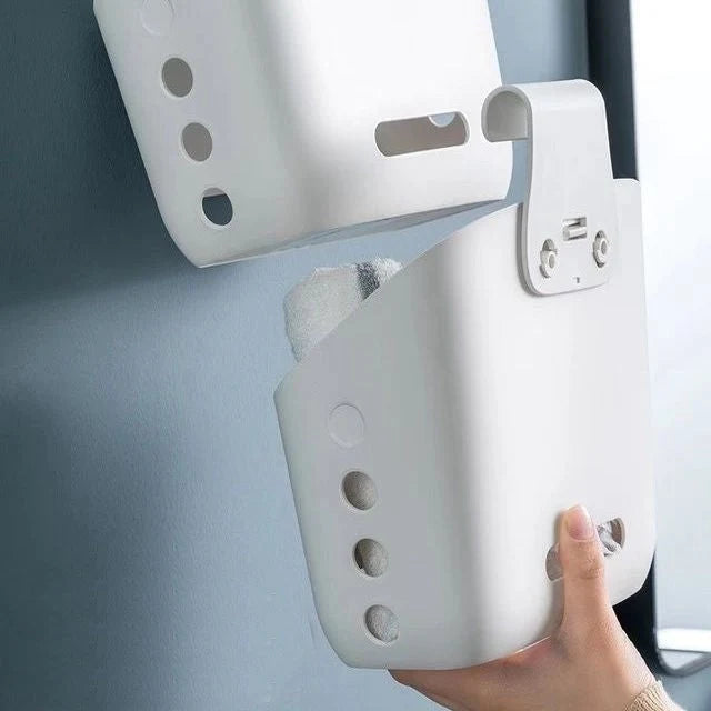 Wall-Mounted Storage Basket Stackable With Hooks