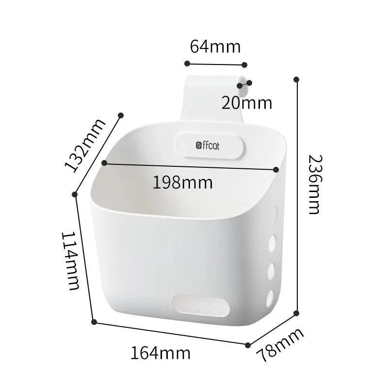 Wall-Mounted Storage Basket Stackable With Hooks