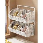 Wall-Mounted Storage Basket Ventilated Plastic Double-Tiered
