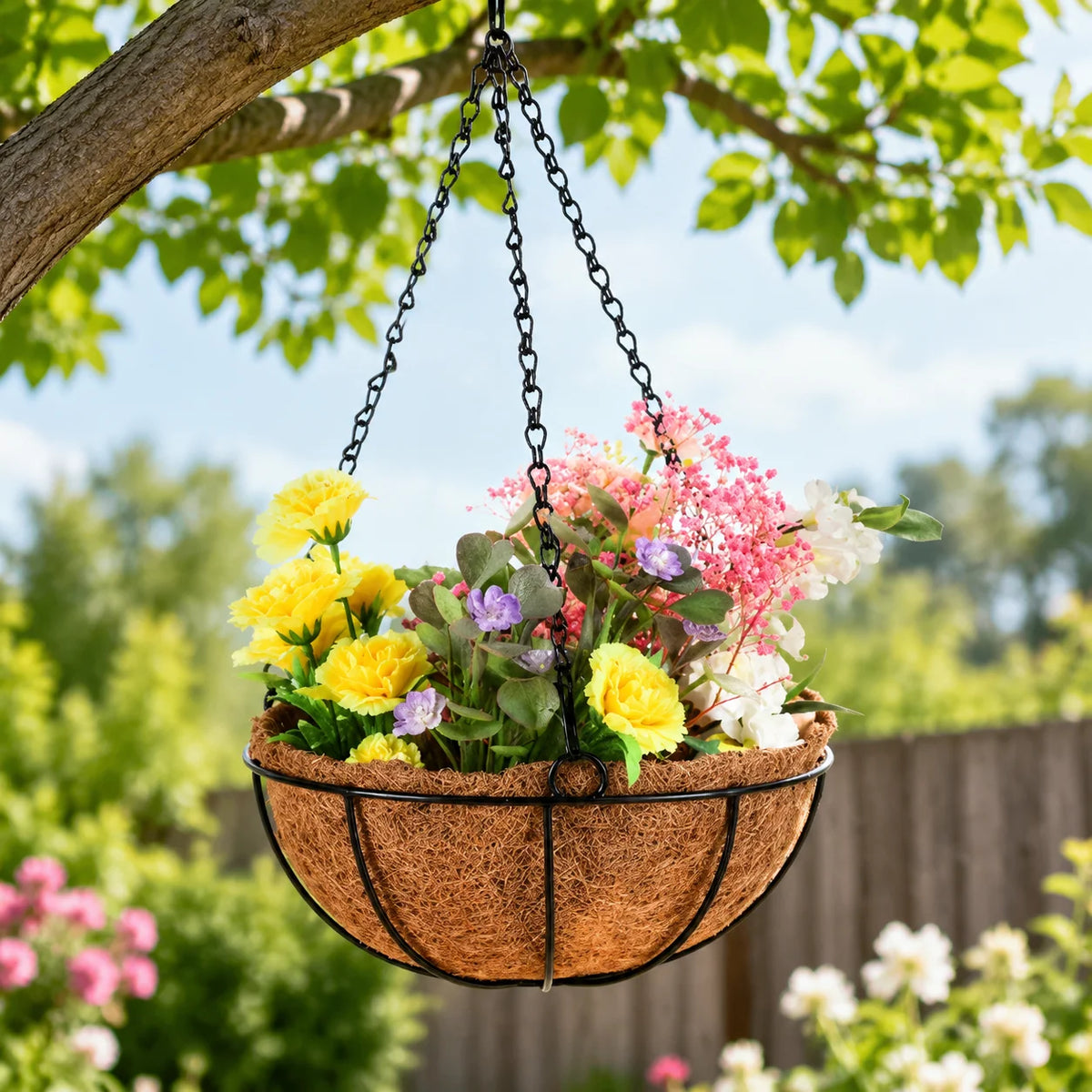 Wall Planter Half-Round Steel Frame Coconut Fiber Liner