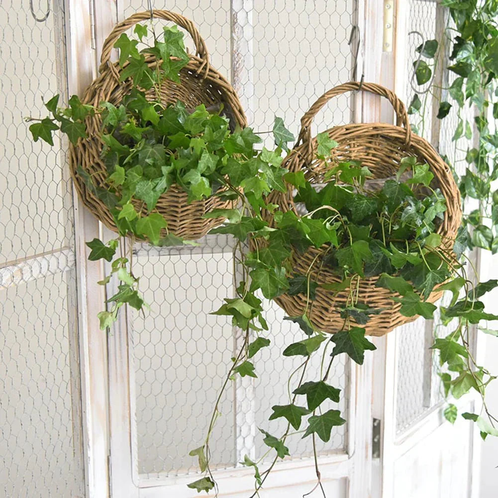 Wall Planter Handwoven Natural Rattan Hanging Design