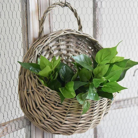 Wall Planter Handwoven Natural Rattan Hanging Design