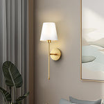 Wall Sconce Battery Powered LED White Fabric Shade