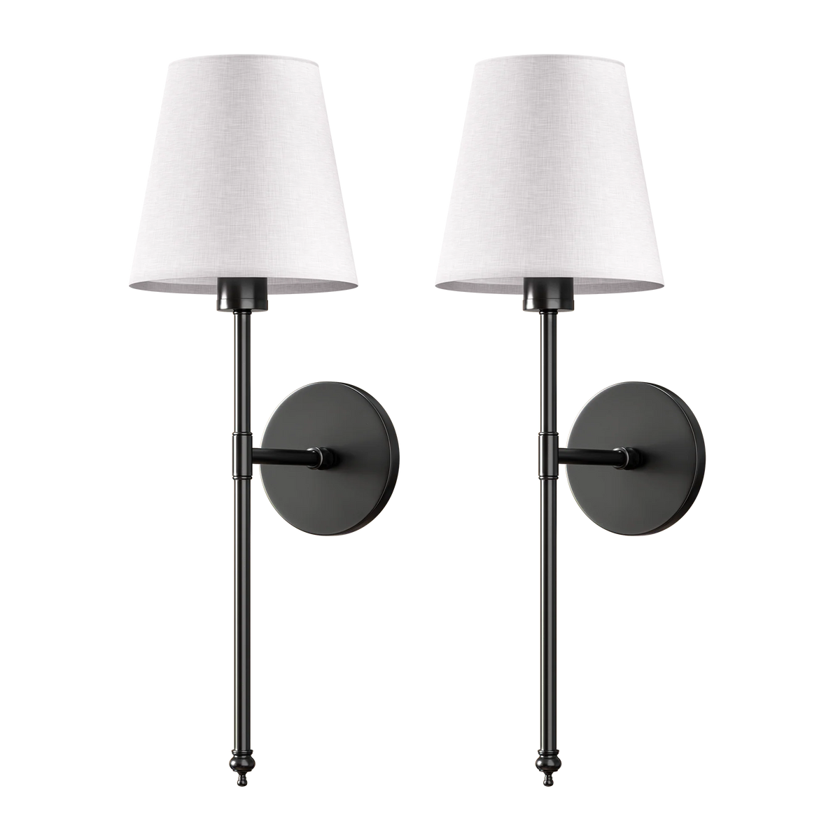 Wall Sconce Battery Powered LED White Fabric Shade