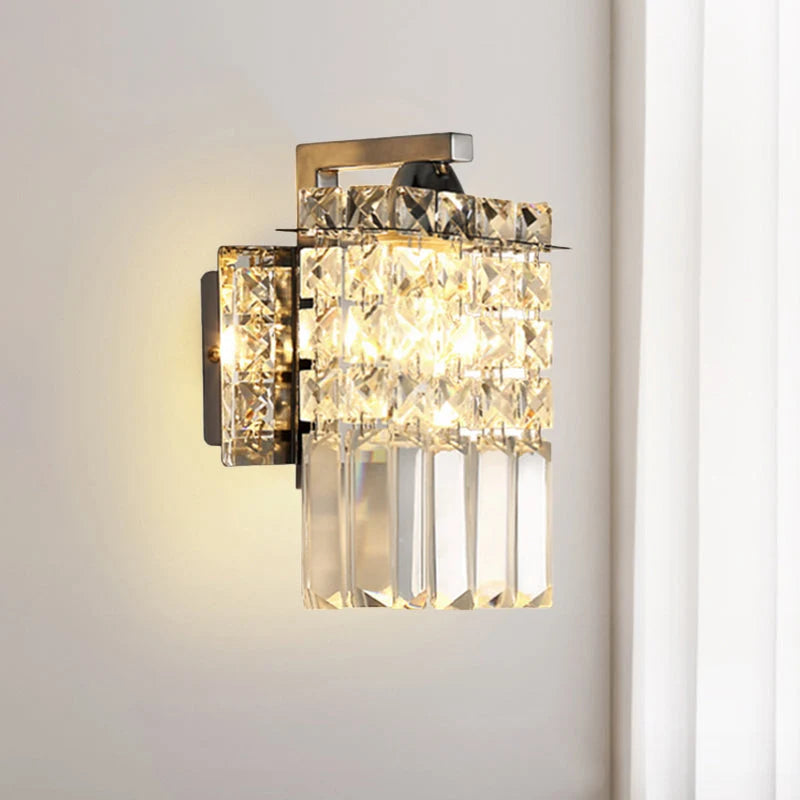 Wall Sconce Crystalline Shade Chromium Finish Hardwired