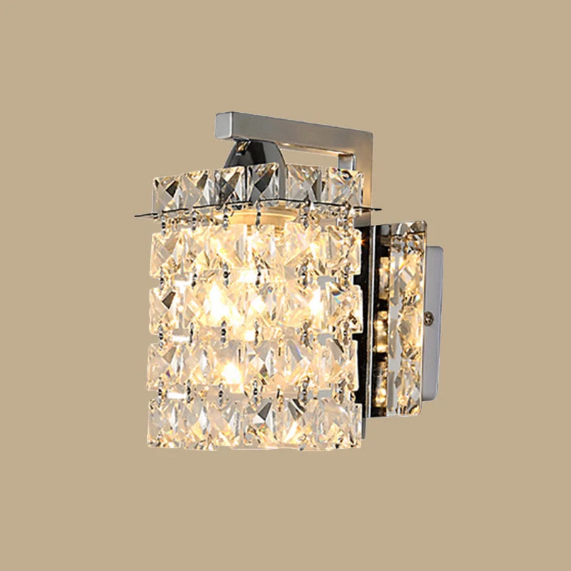 Wall Sconce Crystalline Shade Chromium Finish Hardwired