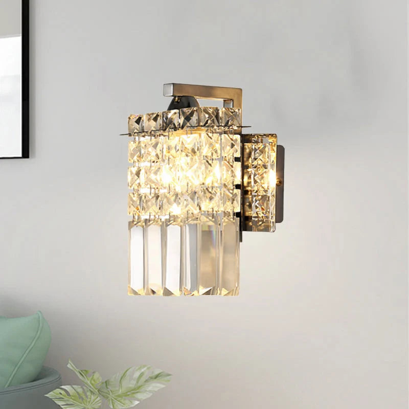Wall Sconce Crystalline Shade Chromium Finish Hardwired