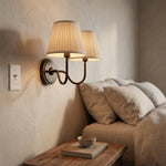 Wall Sconce Dimmable Fabric Shade Hardwired Bedside Light