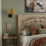 Wall Sconce Dimmable Fabric Shade Hardwired Bedside Light