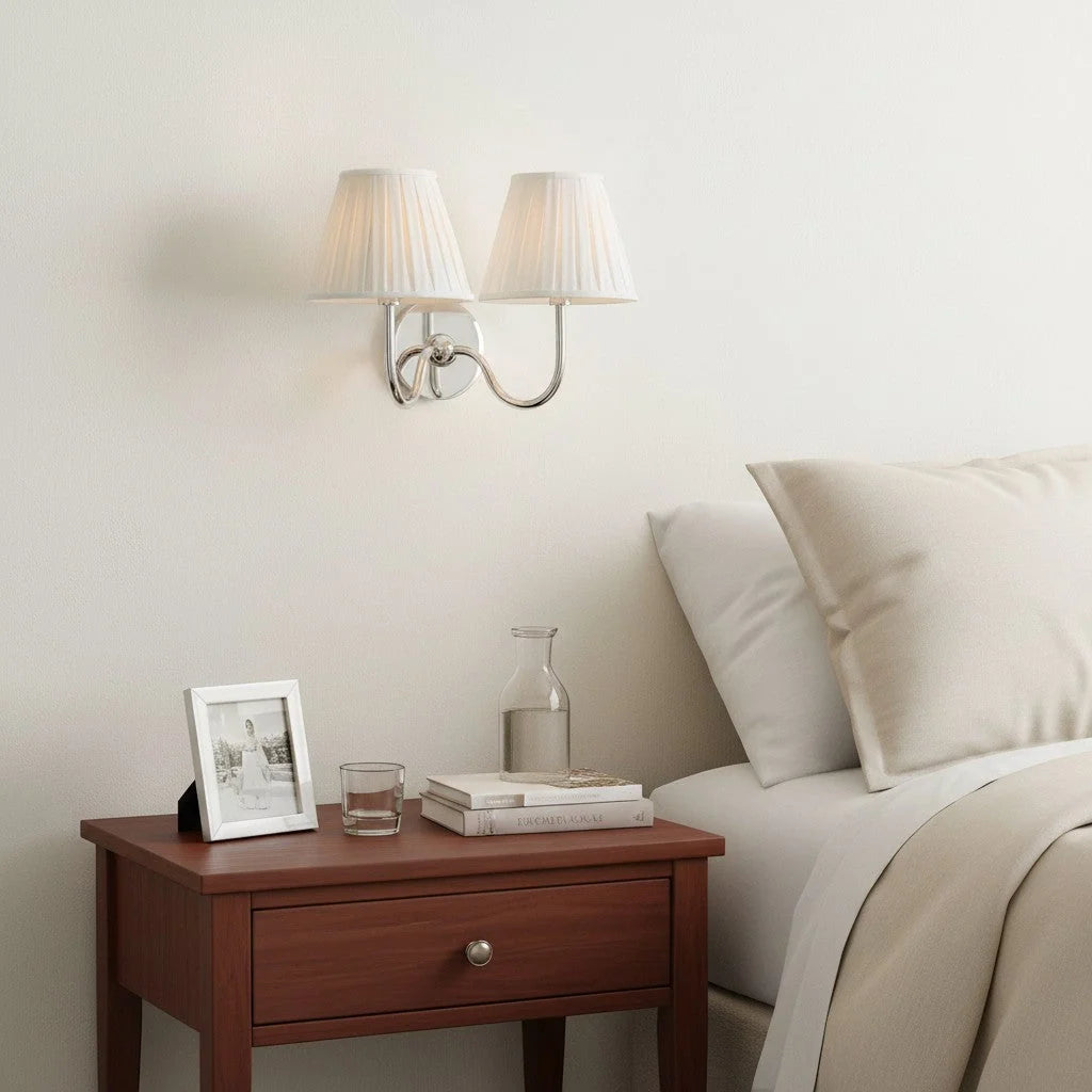 Wall Sconce Dimmable Fabric Shade Hardwired Bedside Light