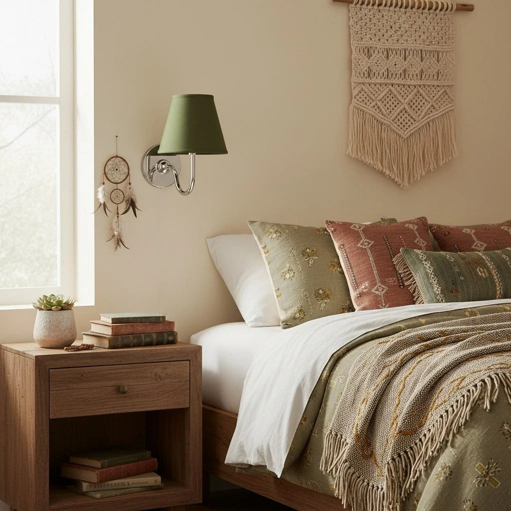 Wall Sconce Dimmable Fabric Shade Hardwired Bedside Light