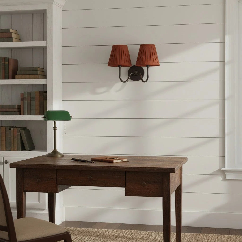 Wall Sconce Dimmable Fabric Shade Hardwired Bedside Light