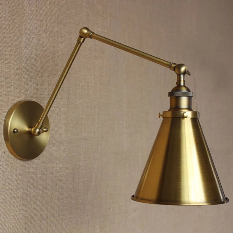 Wall Sconce Metal Cone Shade & Adjustable Swing Arm