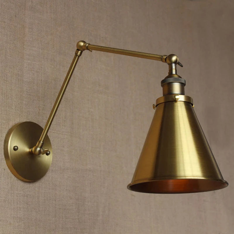 Wall Sconce Metal Cone Shade & Adjustable Swing Arm