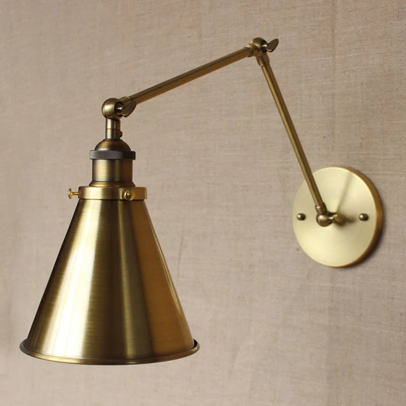 Wall Sconce Metal Cone Shade & Adjustable Swing Arm