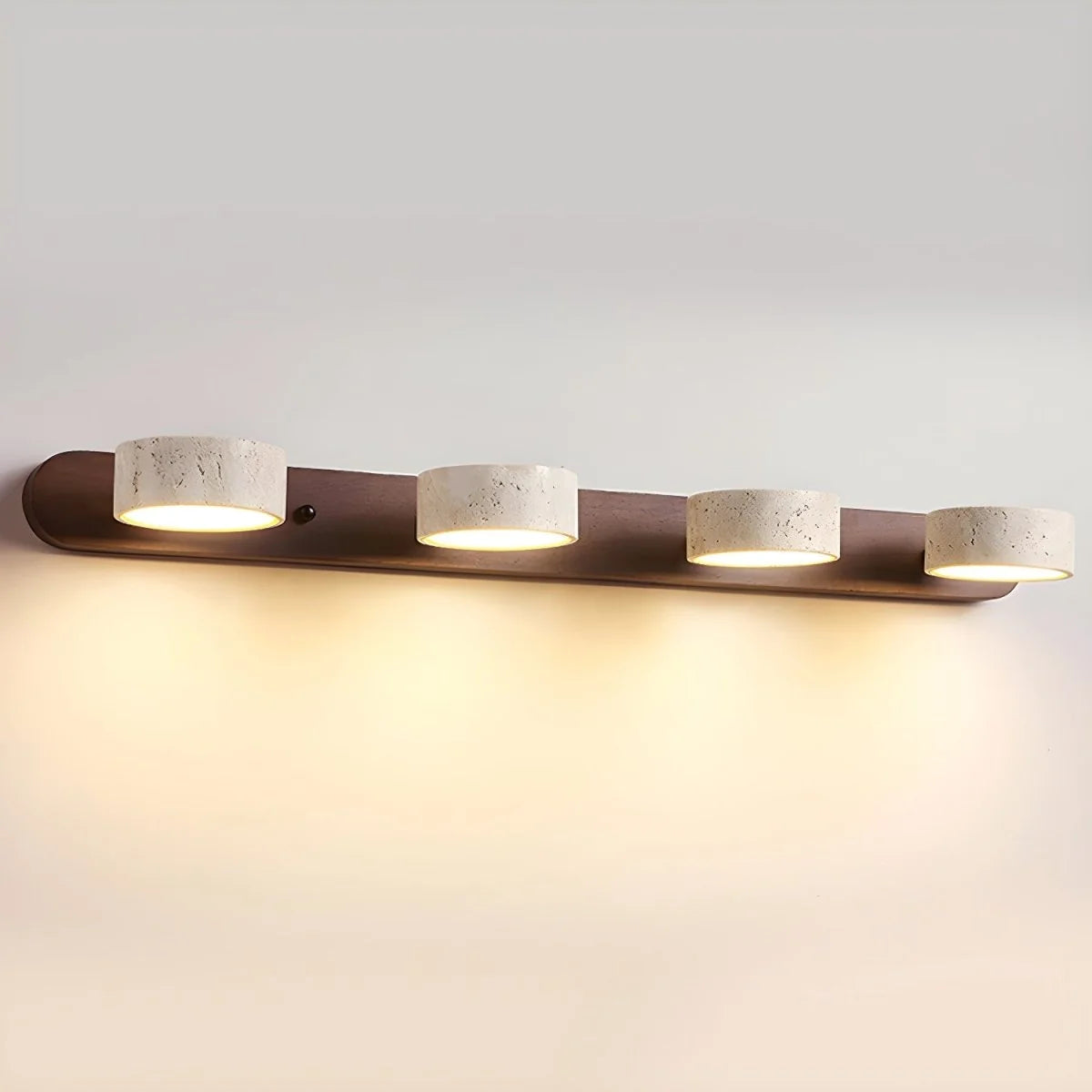 Wall Sconce Travertine Stone & Solid Wood Integrated LED Lighting