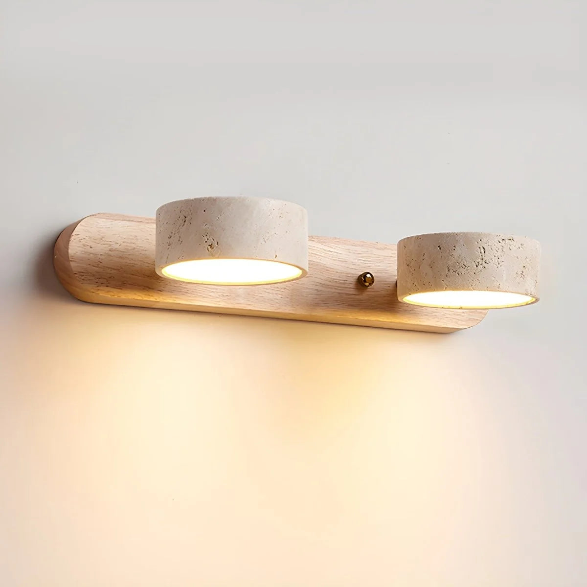 Wall Sconce Travertine Stone & Solid Wood Integrated LED Lighting