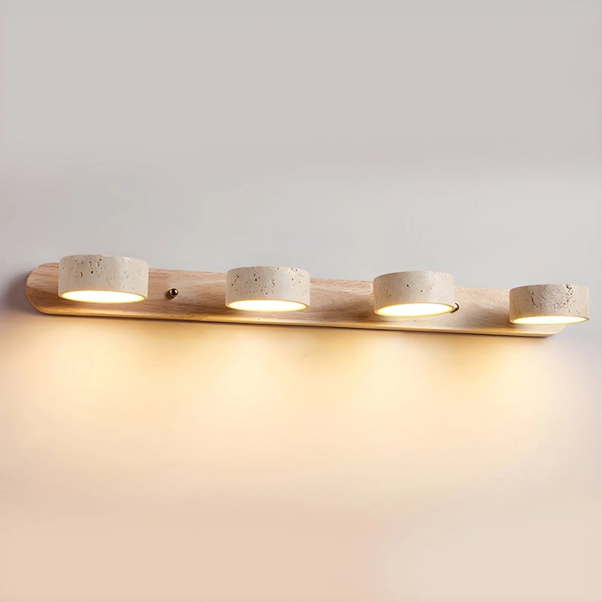Wall Sconce Travertine Stone & Solid Wood Integrated LED Lighting