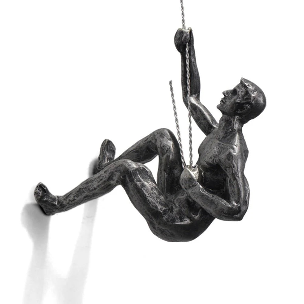 Wall Sculpture Handcrafted Resin Climbing Figure