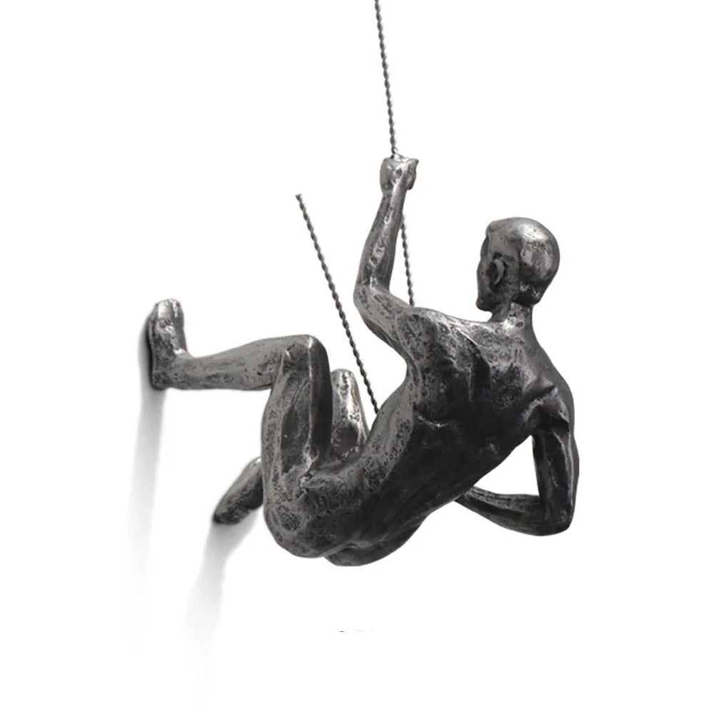 Wall Sculpture Handcrafted Resin Climbing Figure