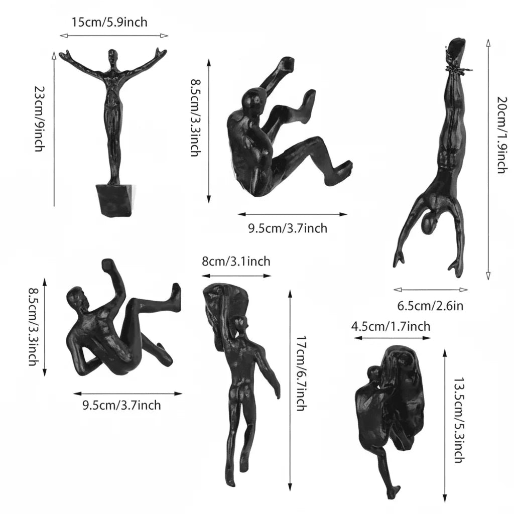Wall Sculpture Handcrafted Resin Climbing Figure