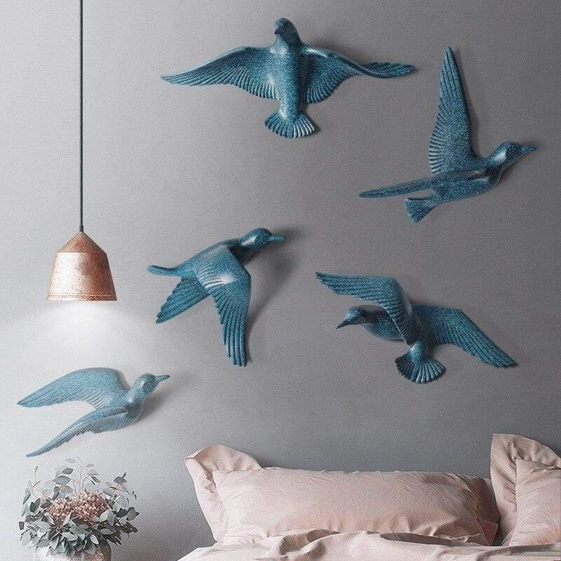 Wall Sculpture Seagull Laser-Engraved Polyresin
