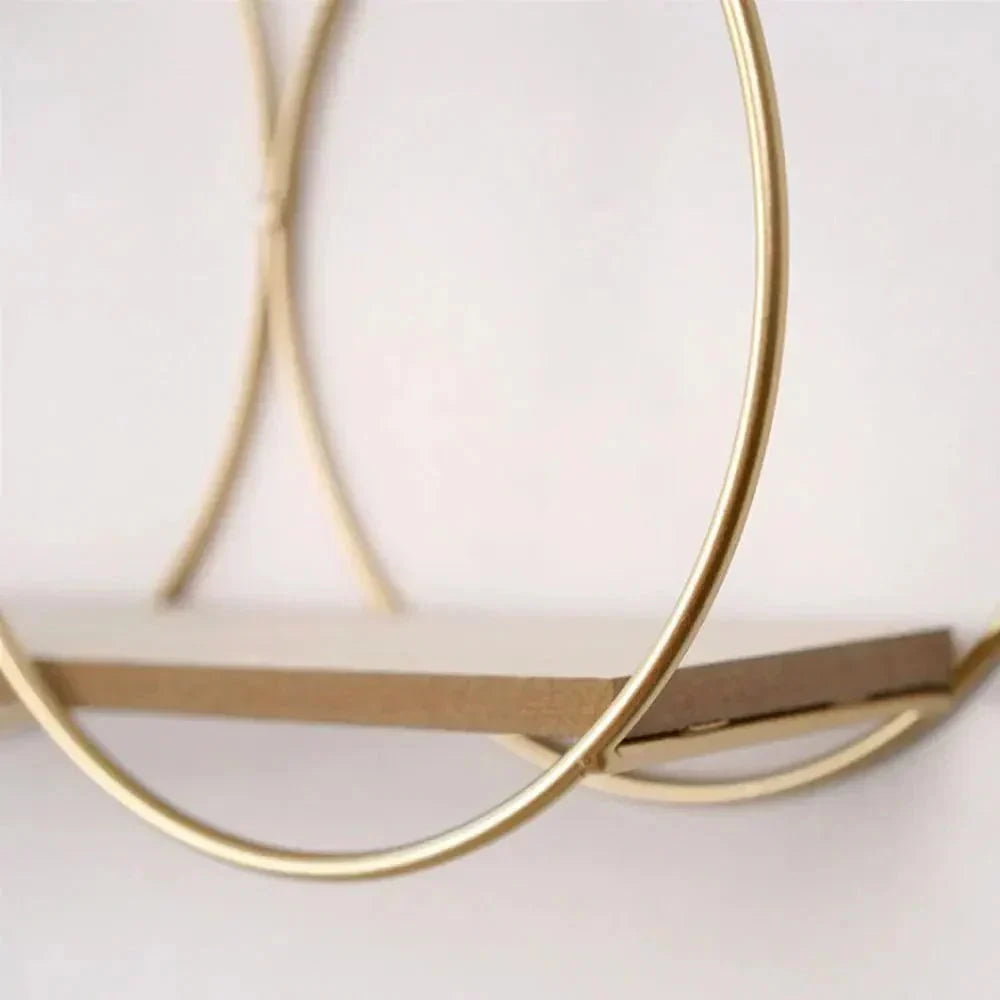 Wall Shelf Circular Scandinavian Solid Wood & Iron