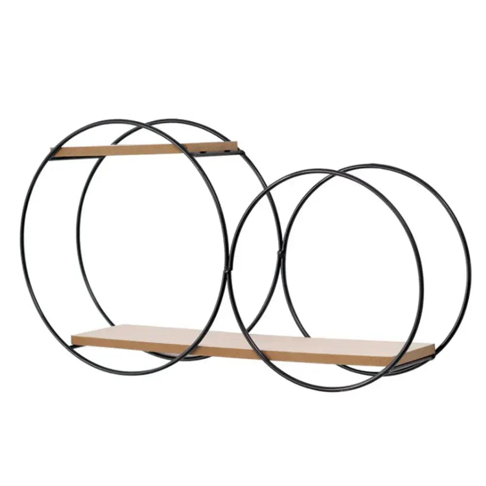 Wall Shelf Circular Scandinavian Solid Wood & Iron