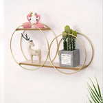 Wall Shelf Circular Scandinavian Solid Wood & Iron