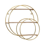 Wall Shelf Double-Circle Design No-Drill Installation Space-Saving Display