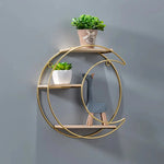 Wall Shelf Double-Circle Design No-Drill Installation Space-Saving Display